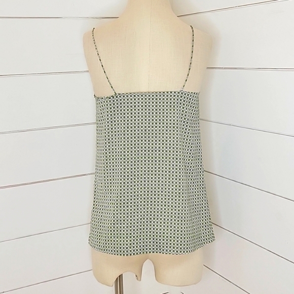 J CREW size 0 white with green & black print slinky tank top - Picture 2 of 5